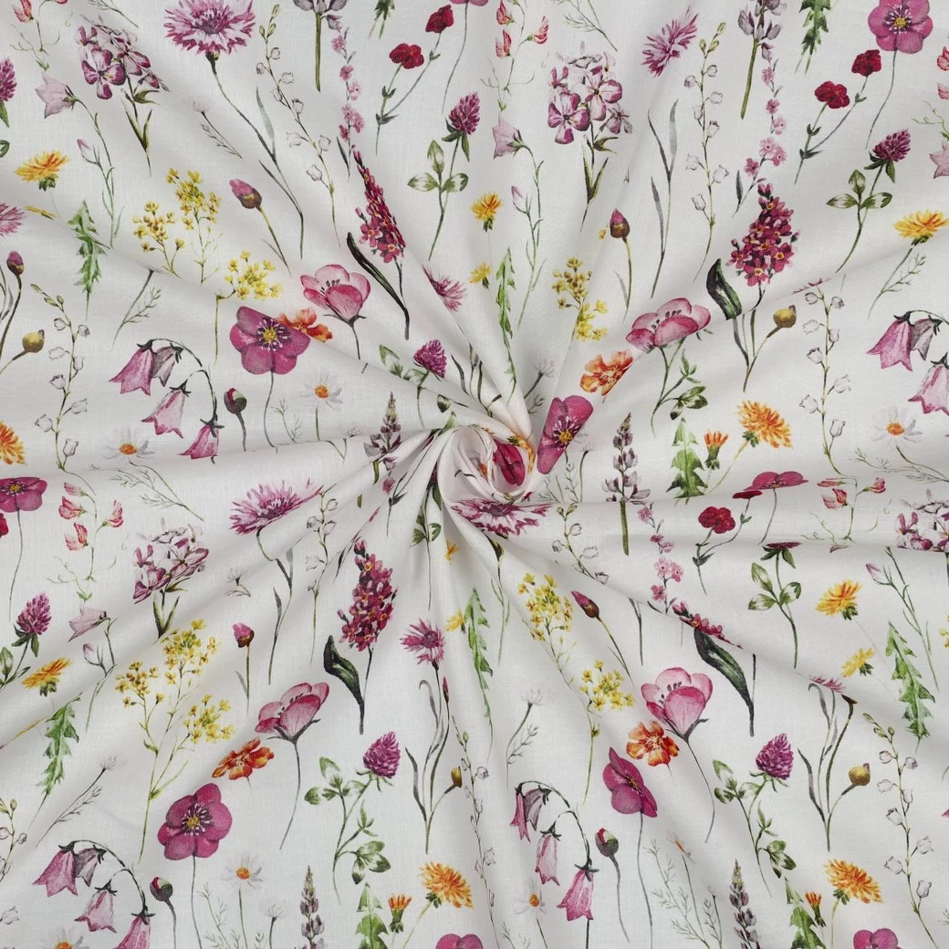 Katoen Voile Bloemen Wit – Luchtig, Zacht & Zomerse Print