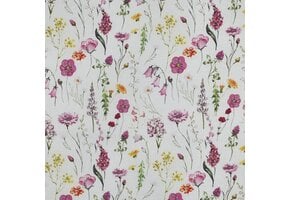 Katoen Voile Stof - Bloemen - Wit