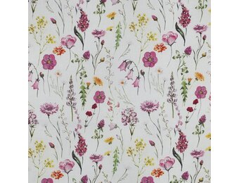 Katoen Voile Stof - Bloemen - Wit