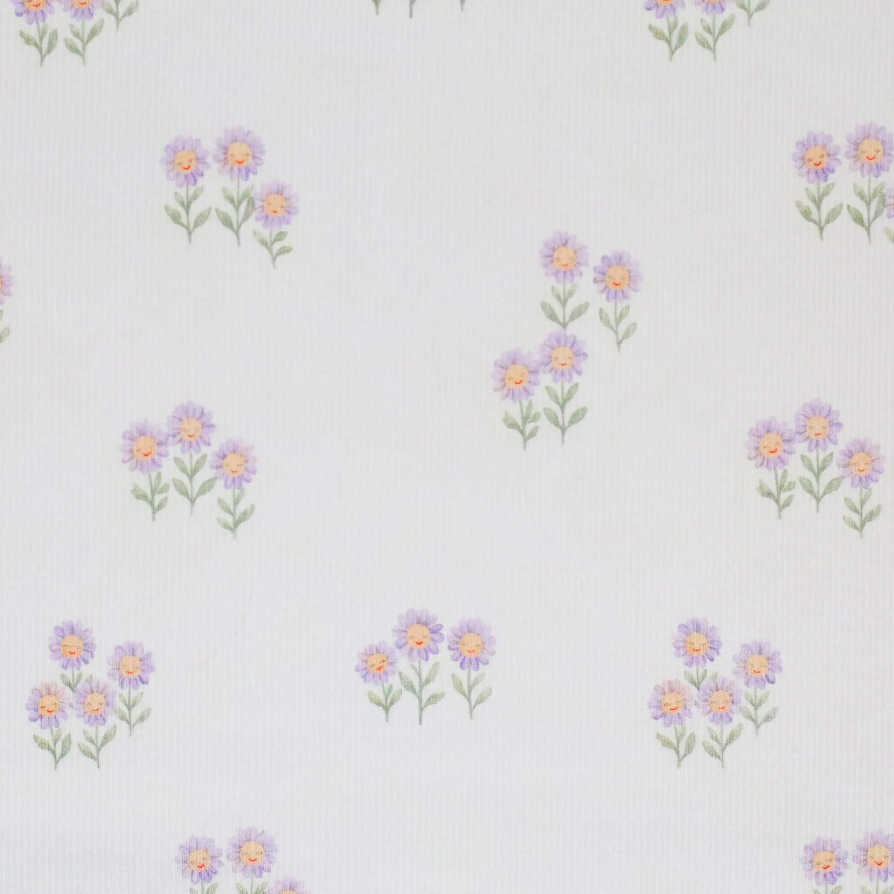 Rib Jersey Stof Pastel Lila Zonnebloemen — Zacht & Zomers