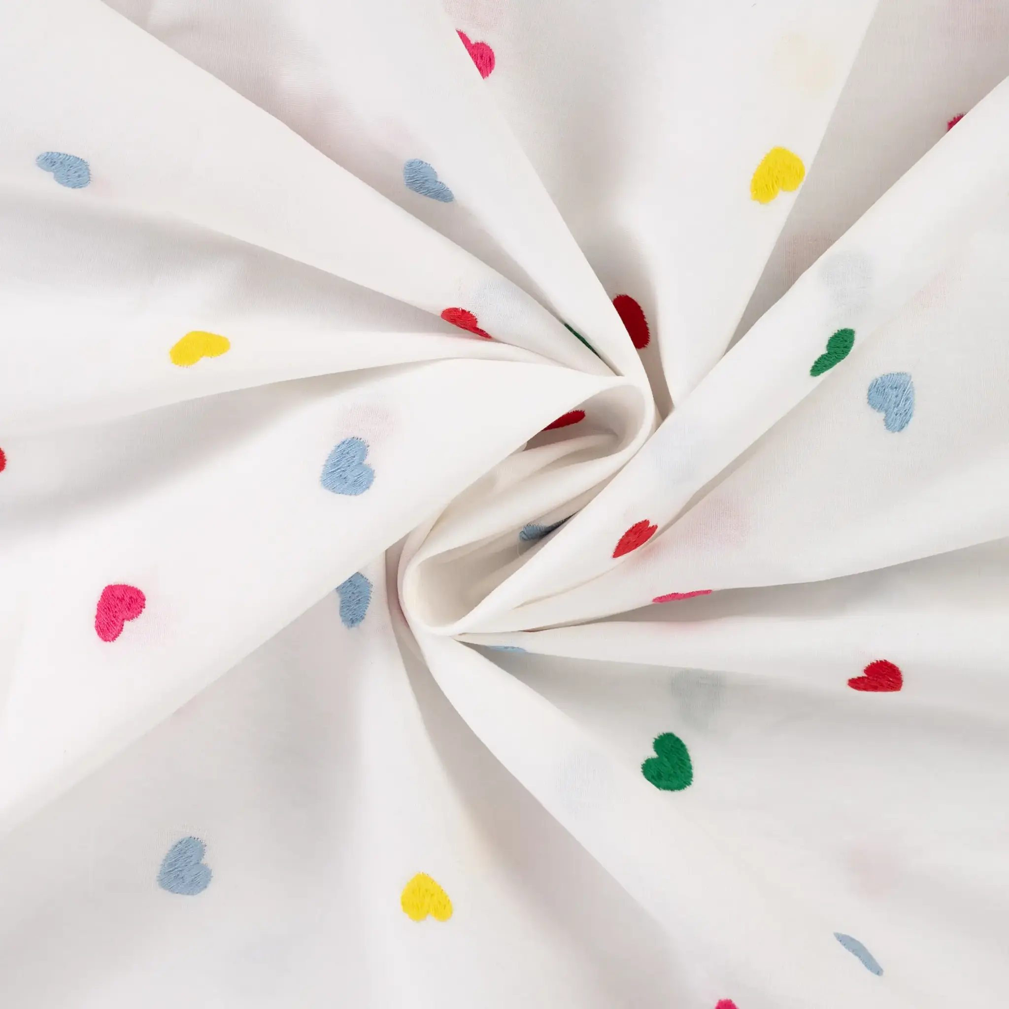 Katoen Voile Multicolor Hartjes – Licht, Luchtig & Romantisch