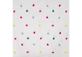 Katoen Voile Stof – Geborduurde Hartjes – Multicolor