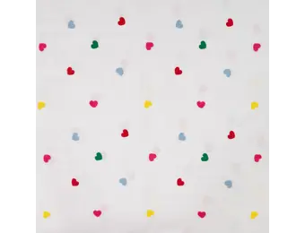 Katoen Voile Stof – Geborduurde Hartjes – Multicolor