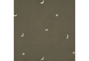 Hydrofiel Stof Embroidery Maan en Sterren – Mosgroen