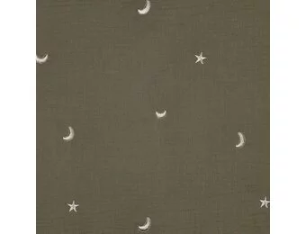 Hydrofiel Stof Embroidery Maan en Sterren – Mosgroen