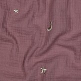 Hydrofiel Stof Oud Lila Embroidery Maan & Sterren – Double Gauze
