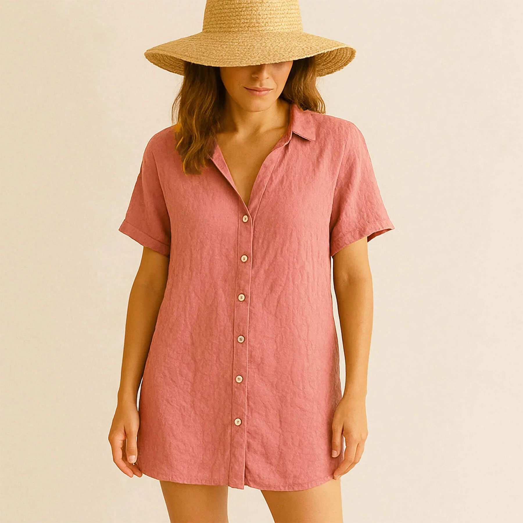 Fijne Linnen Stof Zomer Roze – Stone Washed, Natuurlijk & Ademend