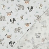 Katoen Poplin Safari Dieren Off-White – Zacht & Ademend