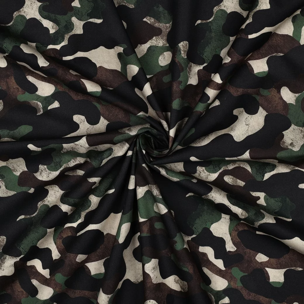 Katoen Poplin Camouflage Groen – Stoer & Veelzijdig