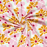 Jersey Katoen Bloemen Ecru – Zacht & Vrolijk voor Kids