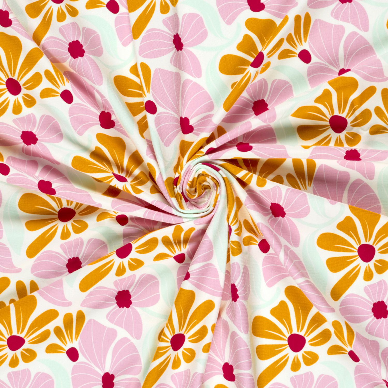 Jersey Katoen Bloemen Ecru – Zacht & Vrolijk voor Kids