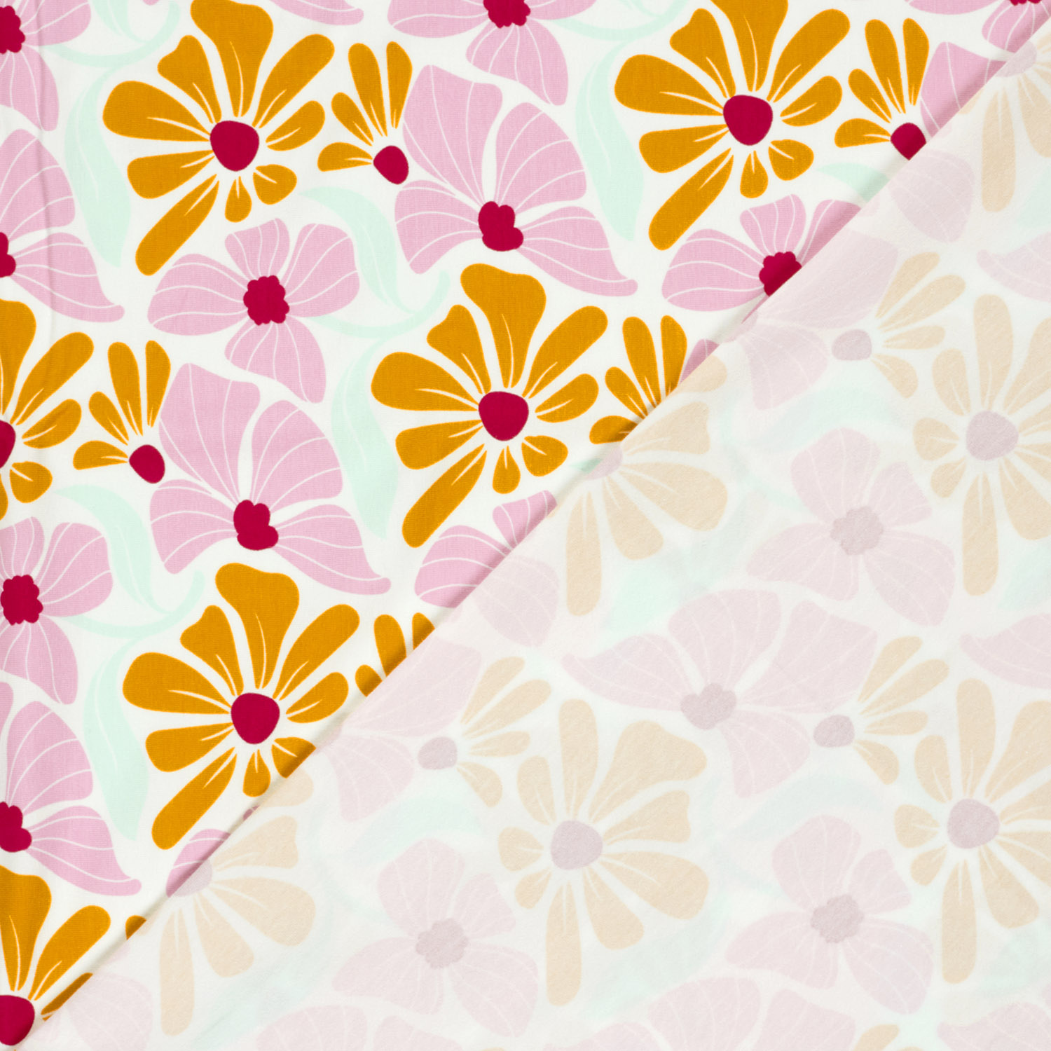 Jersey Katoen Bloemen Ecru – Zacht & Vrolijk voor Kids