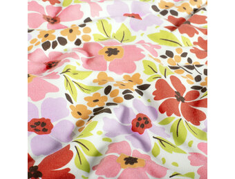 Jersey Katoen Stof – Bloemenveld Ecru