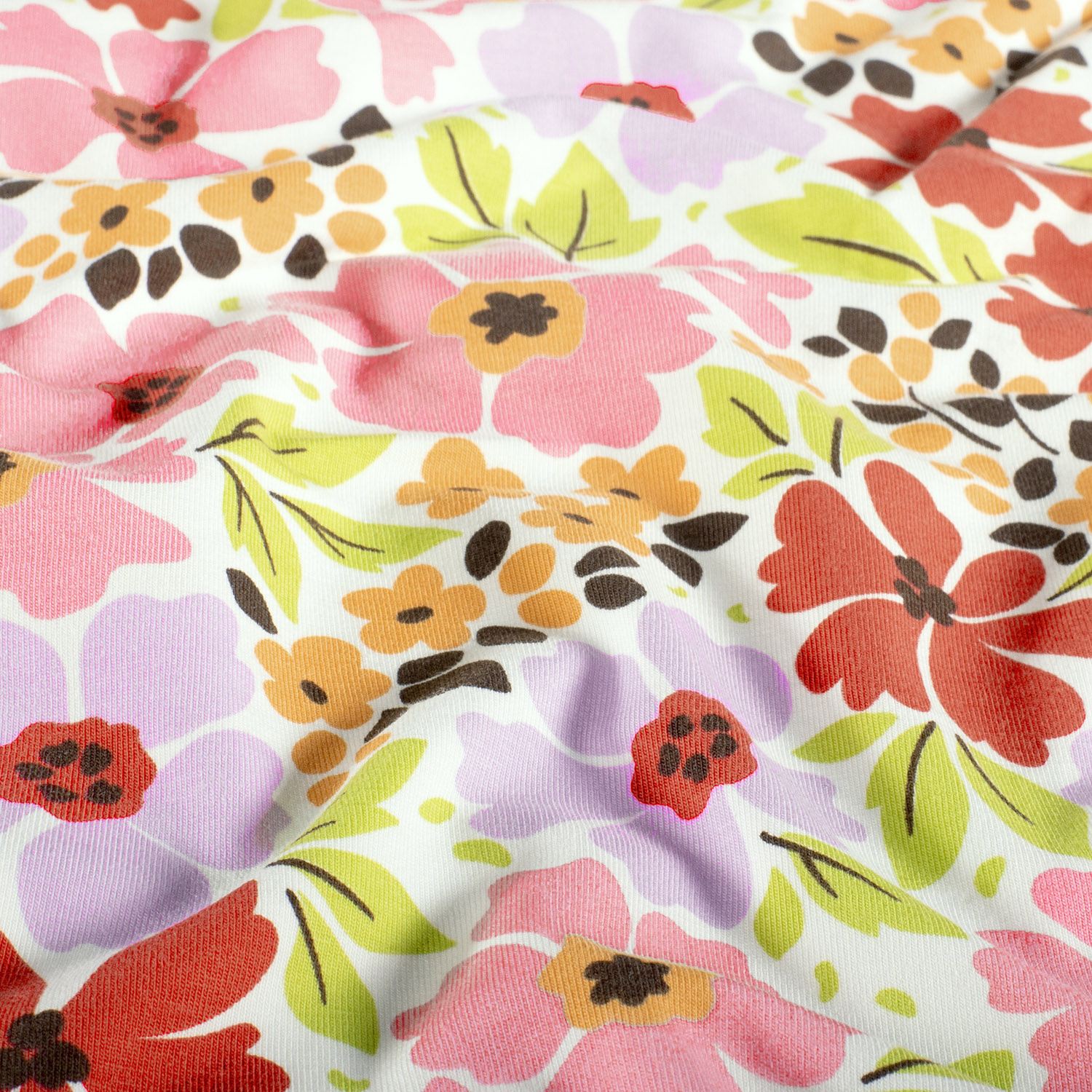 Jersey Katoen Bloemenveld Ecru – Zacht & Vrolijk voor Kids