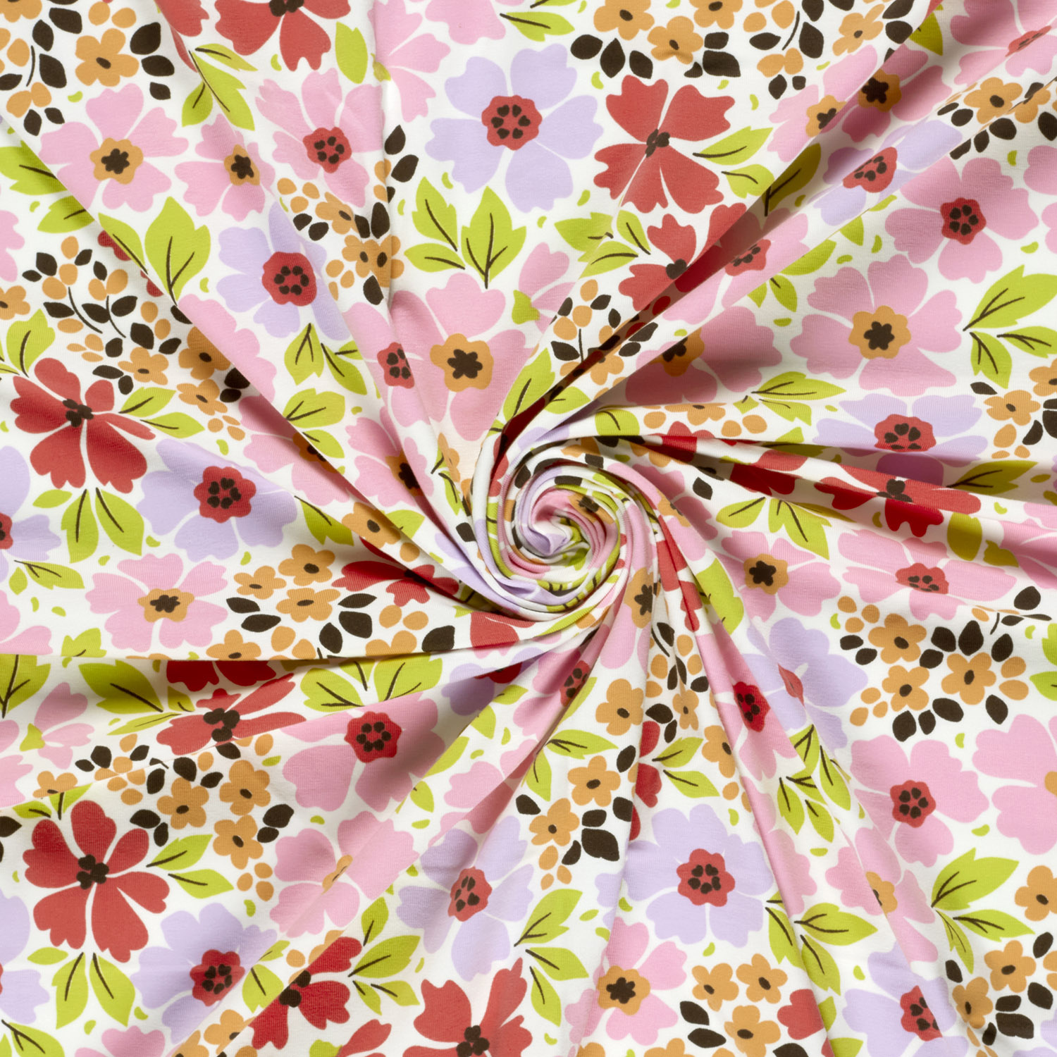 Jersey Katoen Bloemenveld Ecru – Zacht & Vrolijk voor Kids