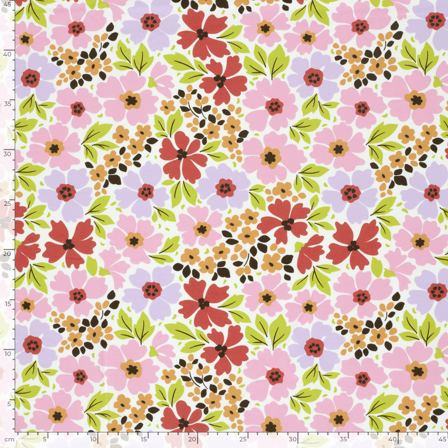 Jersey Katoen Bloemenveld Ecru – Zacht & Vrolijk voor Kids