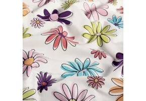 Jersey Katoen Stof – Bloemen Dots Ecru