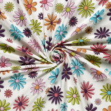 Jersey Katoen Bloemen Dots Ecru – Zacht & Vrolijk voor Kids