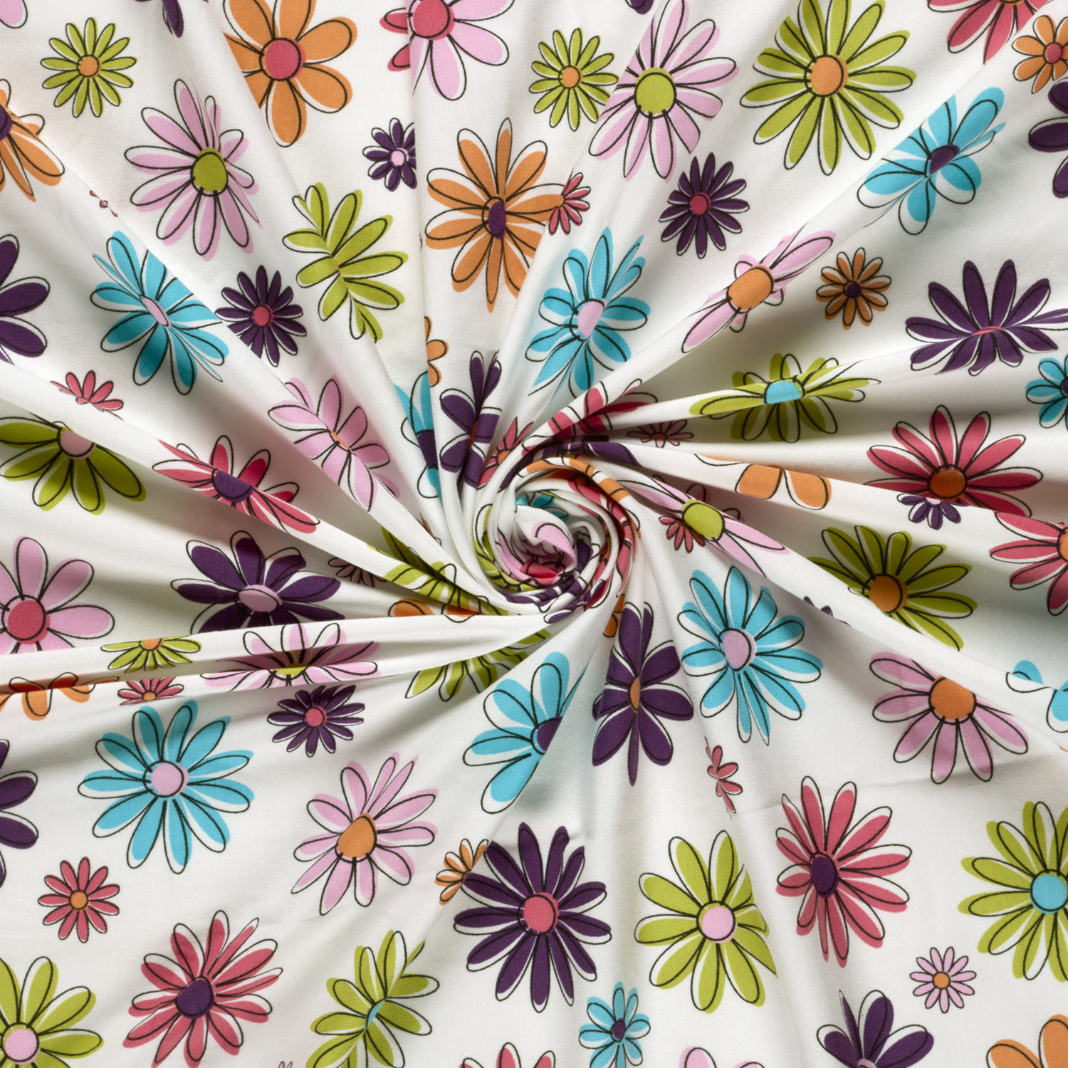 Jersey Katoen Bloemen Dots Ecru – Zacht & Vrolijk voor Kids