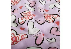 Jersey Katoen Stof – Hartjes Panter Licht Lila