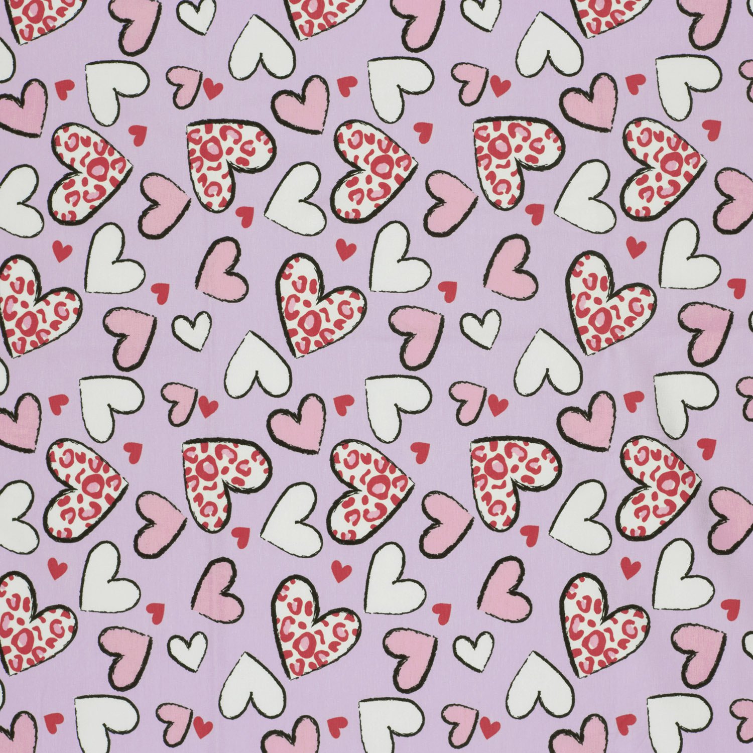 Jersey Katoen Hartjes Lila – Zacht, Rekbaar & Lief