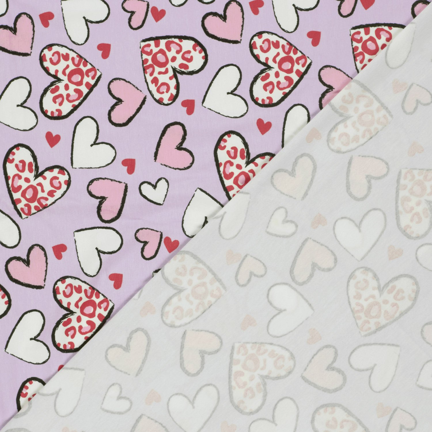 Jersey Katoen Hartjes Lila – Zacht, Rekbaar & Lief