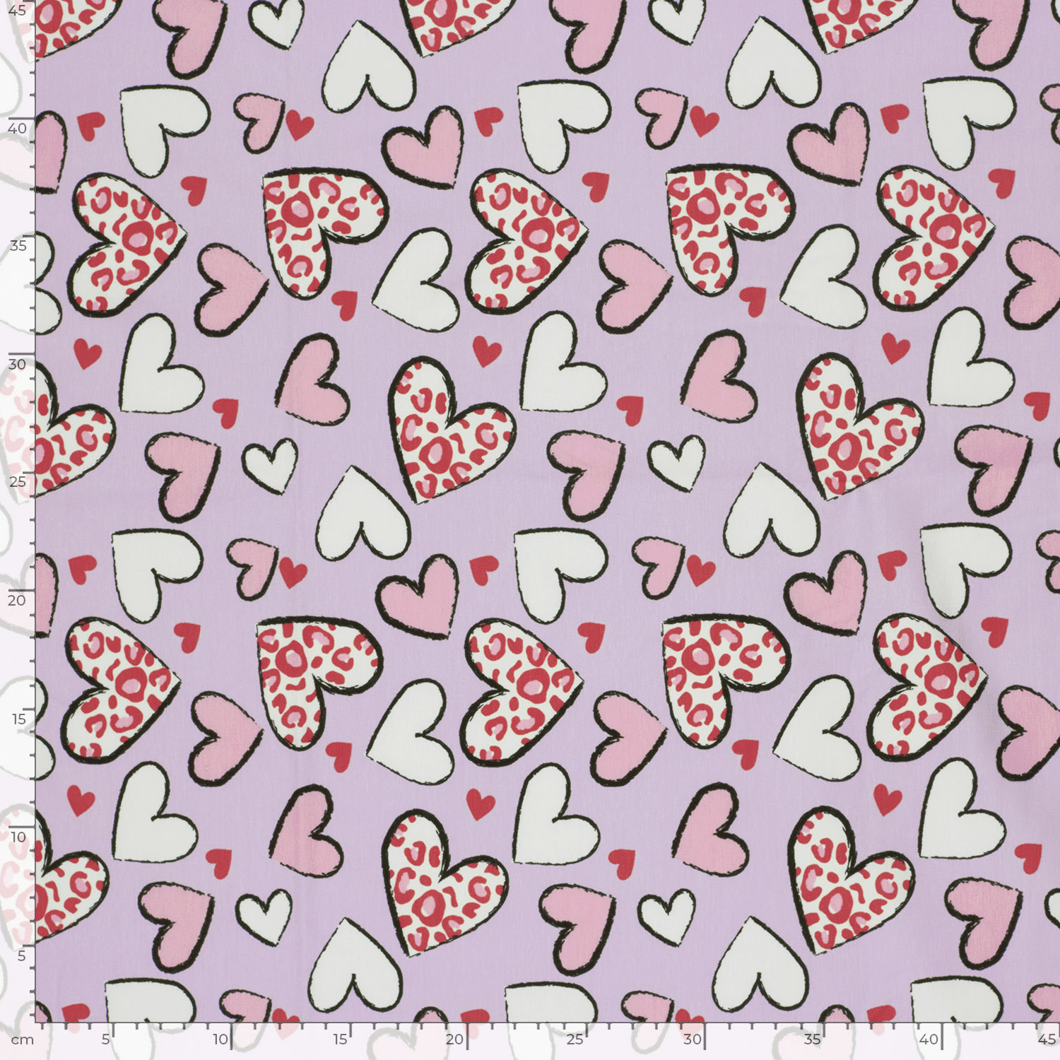 Jersey Katoen Hartjes Lila – Zacht, Rekbaar & Lief