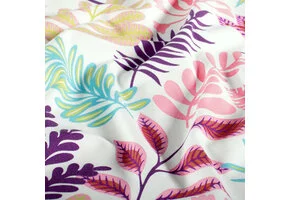 Jersey Katoen Stof – Kleurrijke Bladeren Ecru