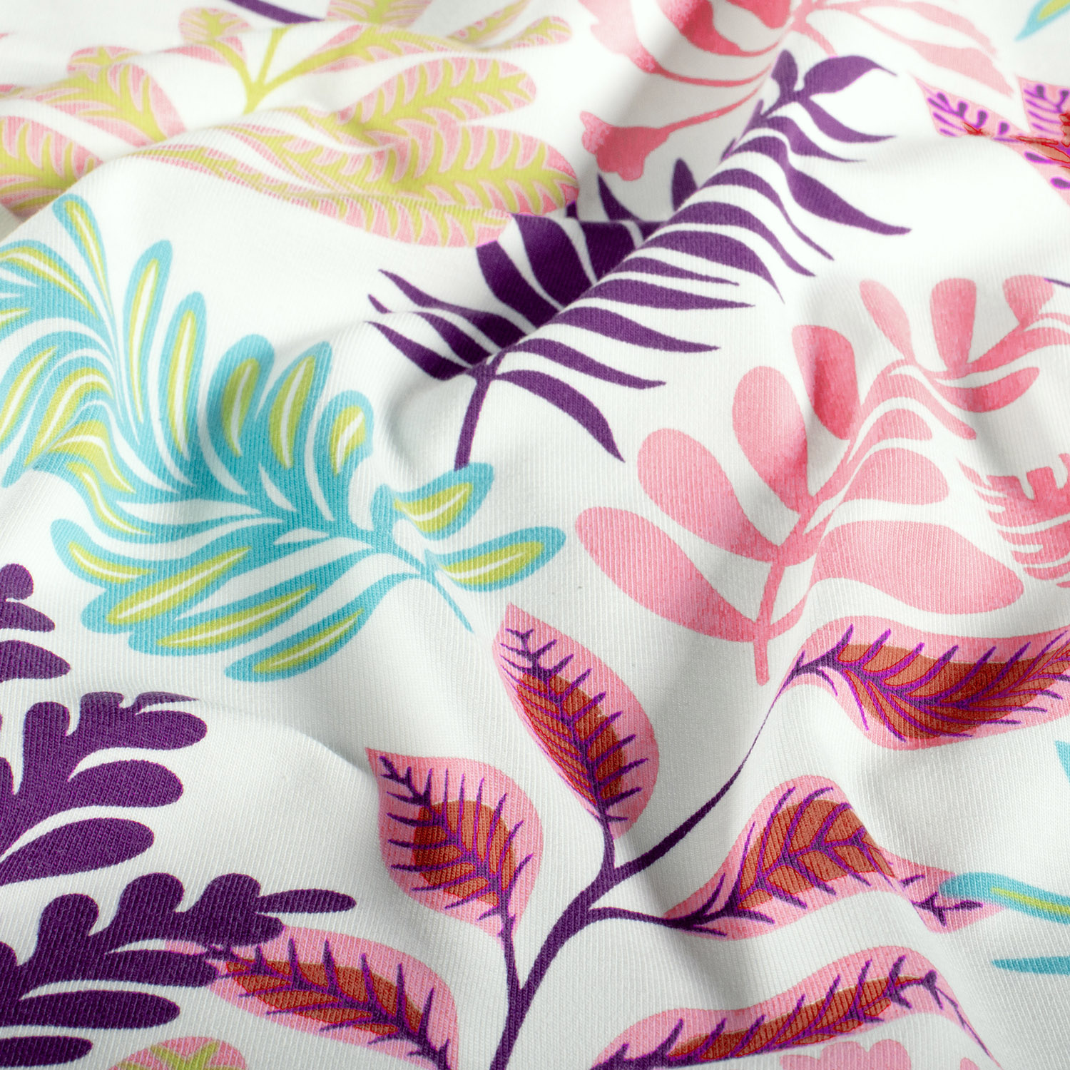 Jersey Katoen Kleurrijke Bladeren Ecru – Zacht & Vrolijk voor Kids