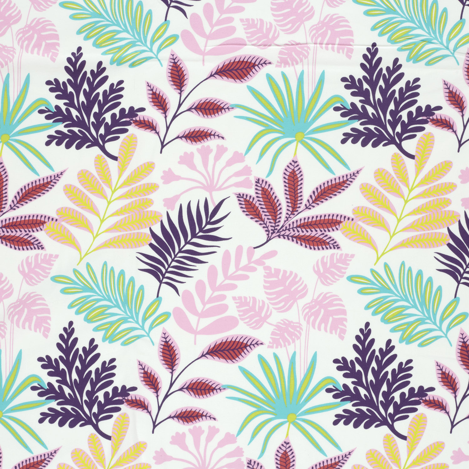 Jersey Katoen Kleurrijke Bladeren Ecru – Zacht & Vrolijk voor Kids