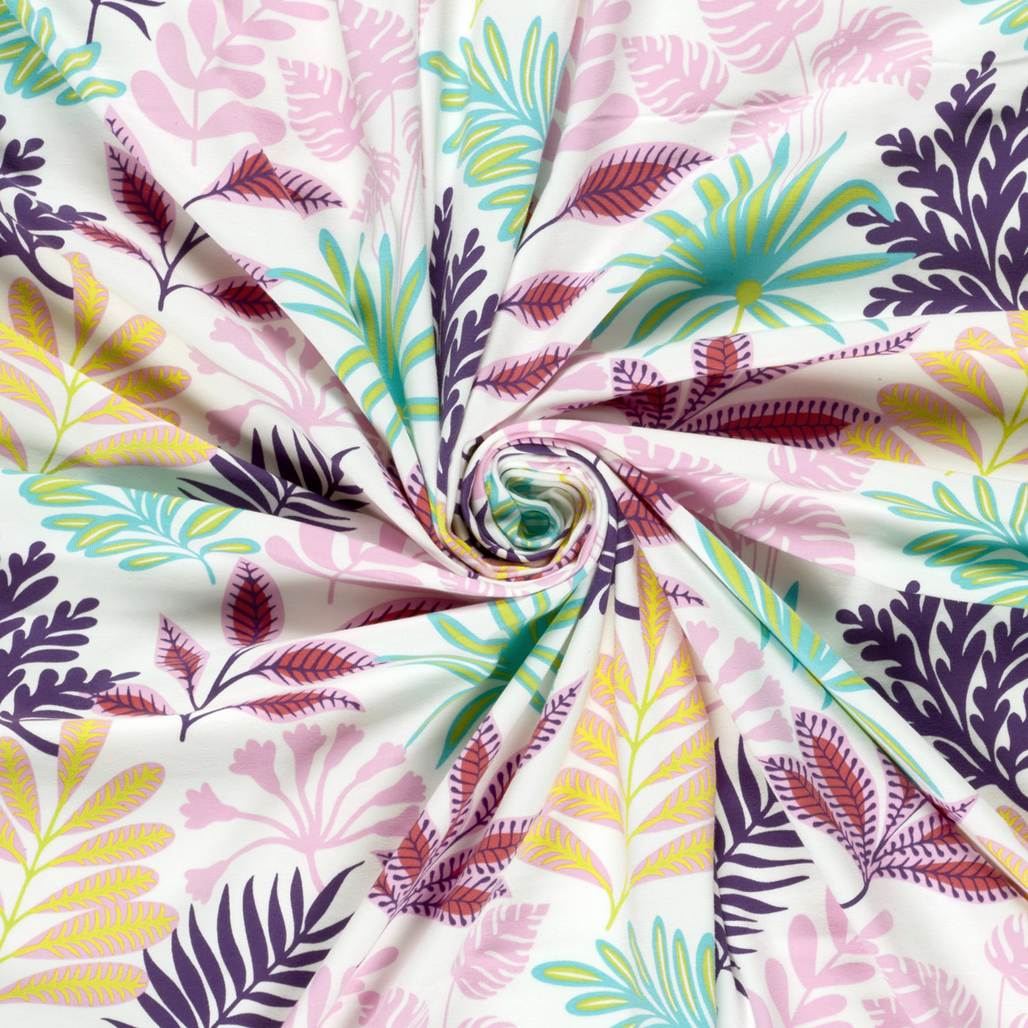 Jersey Katoen Kleurrijke Bladeren Ecru – Zacht & Vrolijk voor Kids