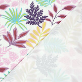 Jersey Katoen Kleurrijke Bladeren Ecru – Zacht & Vrolijk voor Kids