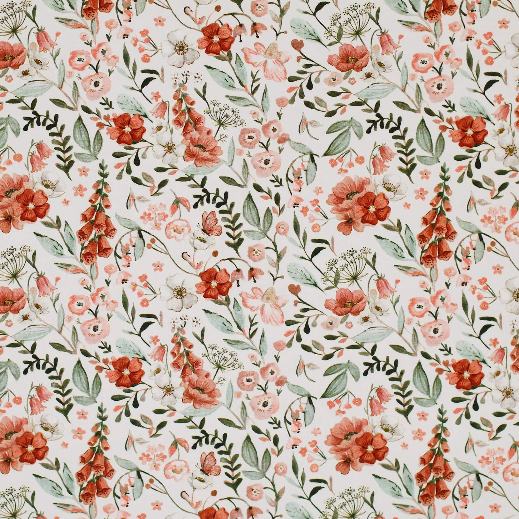 Jersey Katoen Vingerhoedskruidbloem – Zacht & Romantisch