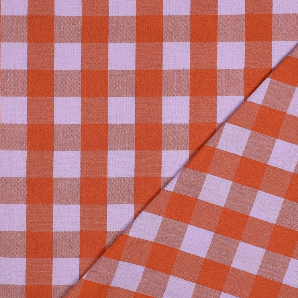 Katoen Ruiten Stof Lavendel/Oranje – Garengeverfd