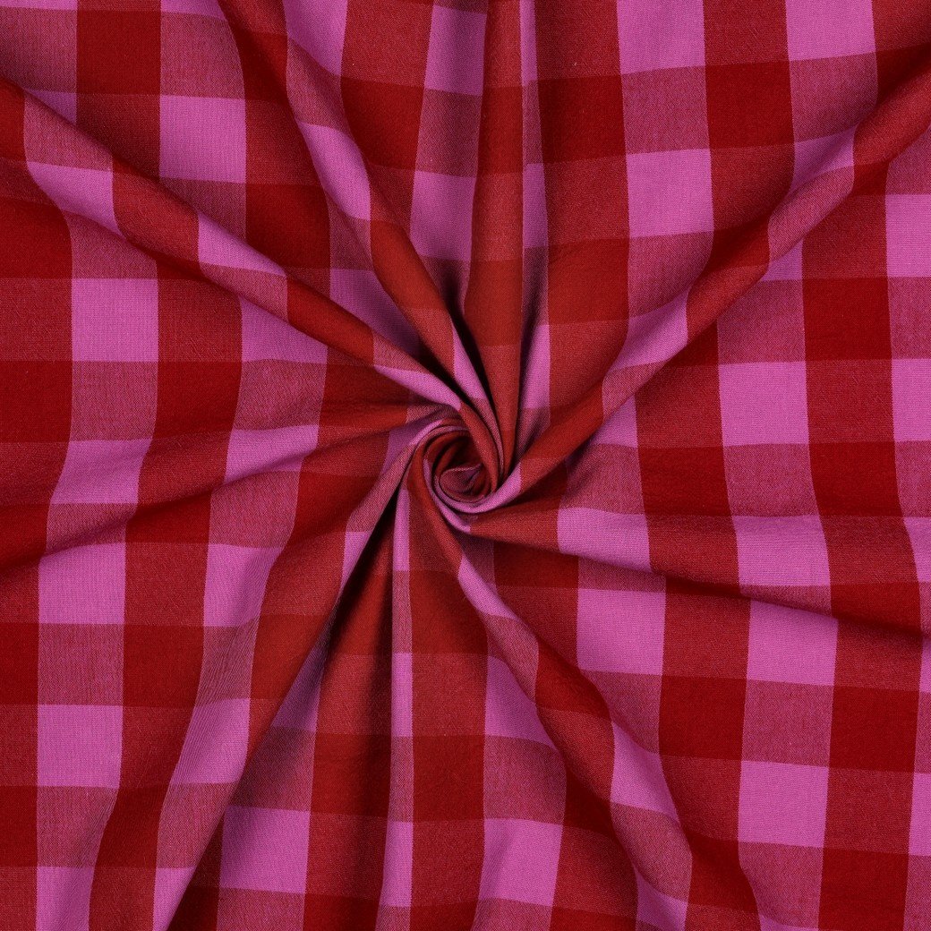 Katoen Ruiten Stof Rood/Fuchsia – Garengeverfd