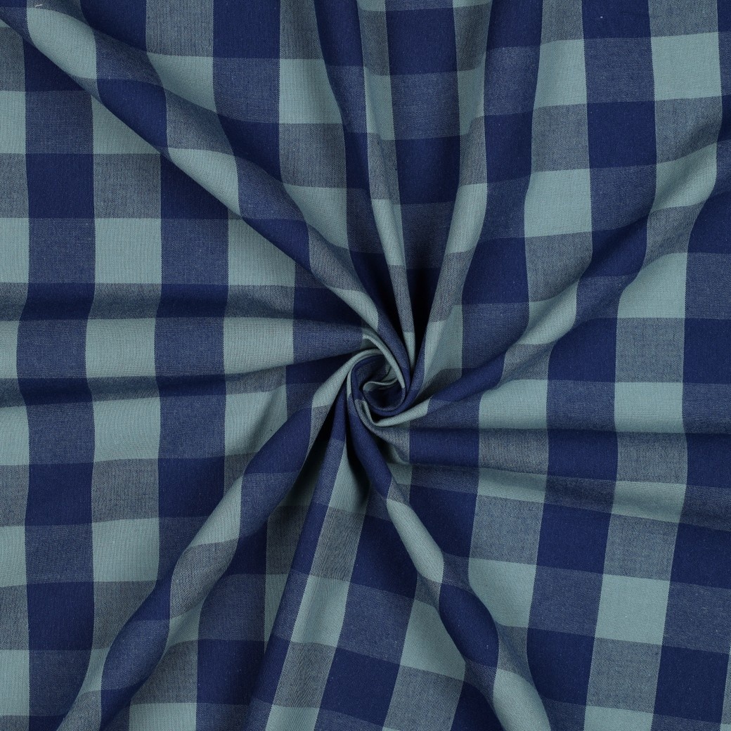 Katoen Ruiten Stof – Blauw/Groen – Garengeverfd