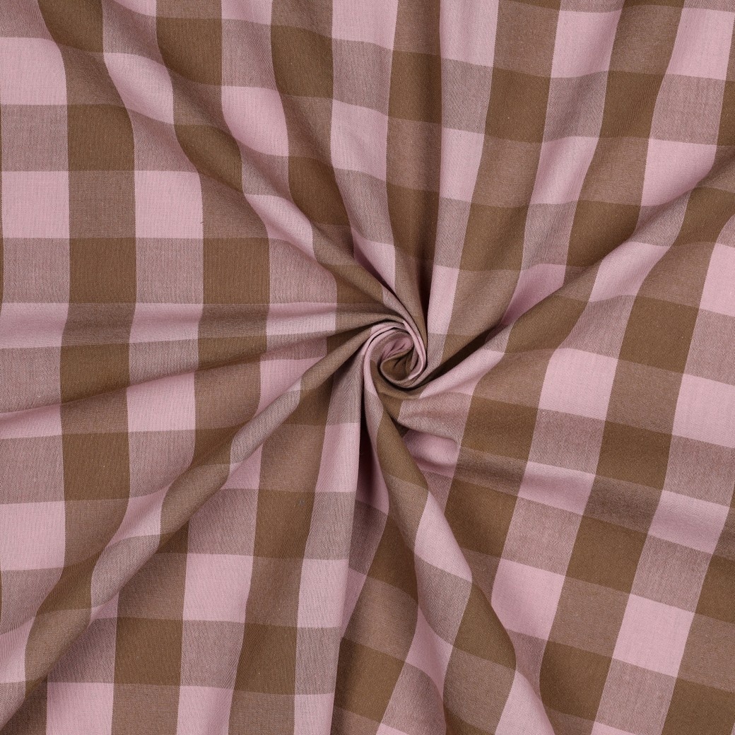 Katoen Ruiten Stof Lichtroze/Bruin – Garengeverfd