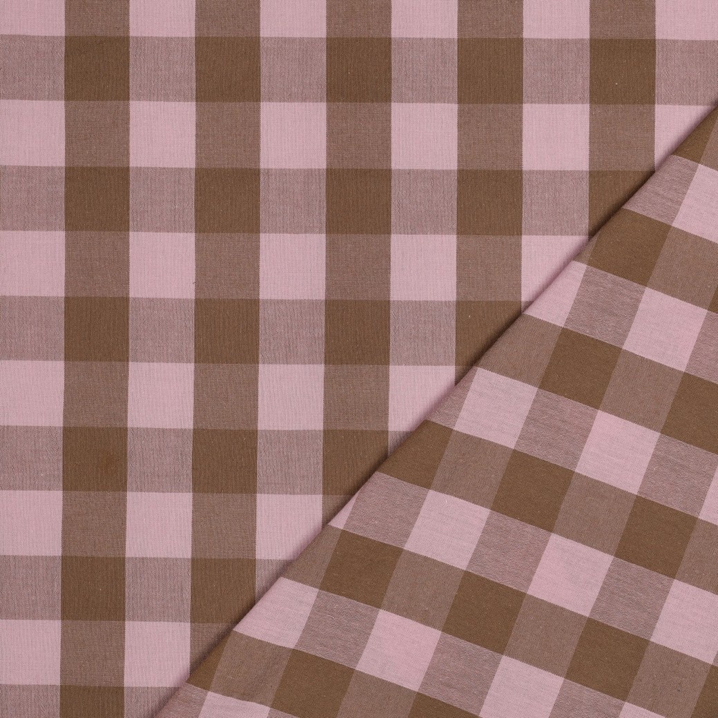 Katoen Ruiten Stof Lichtroze/Bruin – Garengeverfd