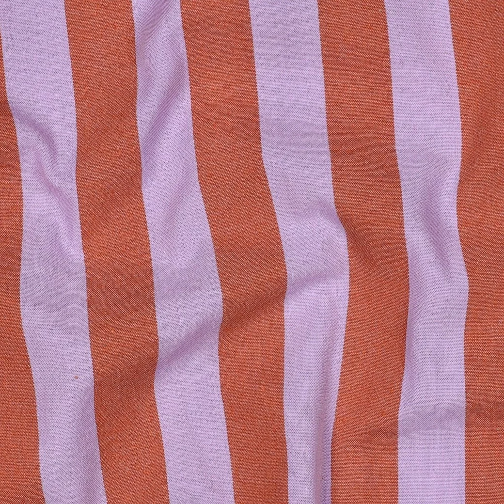 Katoen Strepen Stof Lavendel/Oranje – Garengeverfd