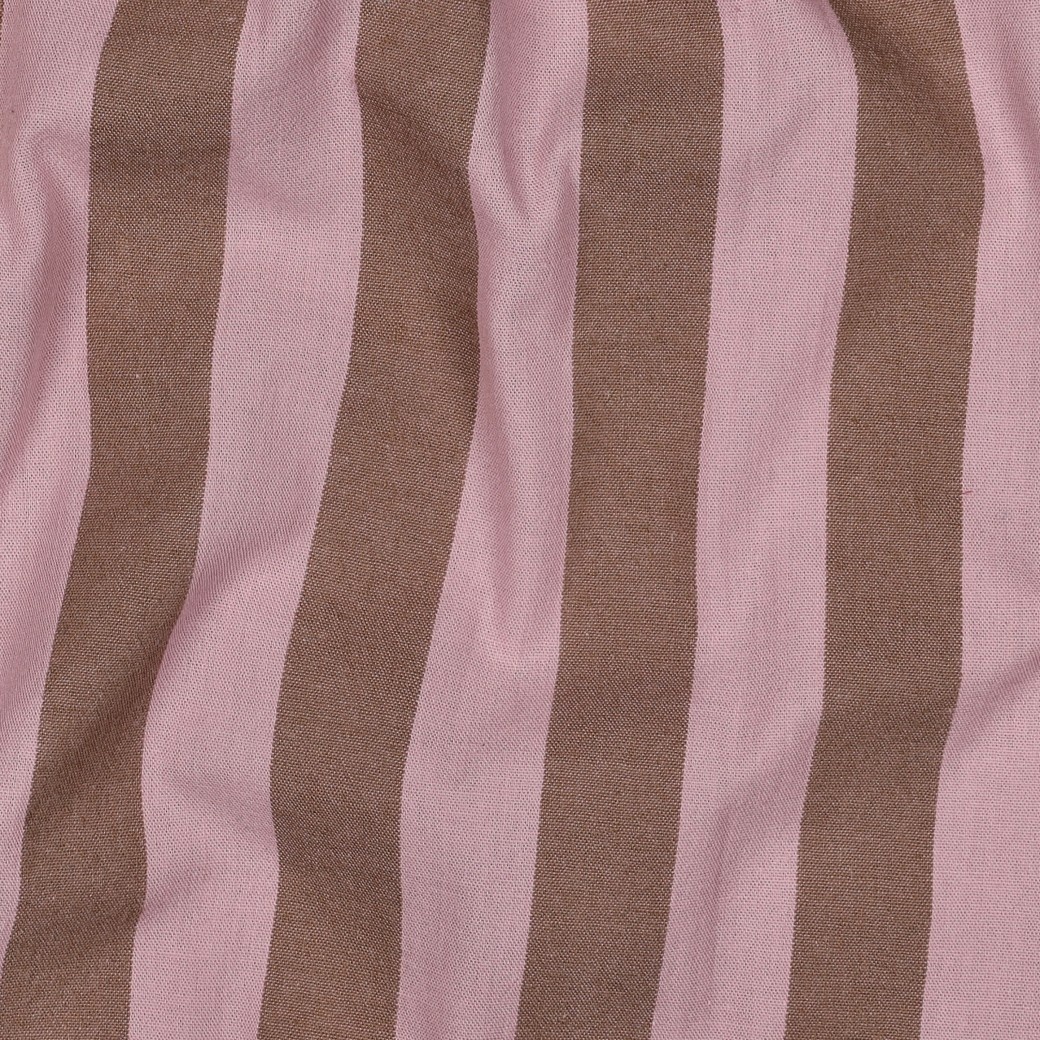 Katoen Strepen Stof Lichtroze/Bruin – Garengeverfd