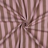 Katoen Strepen Stof Lichtroze/Bruin – Garengeverfd