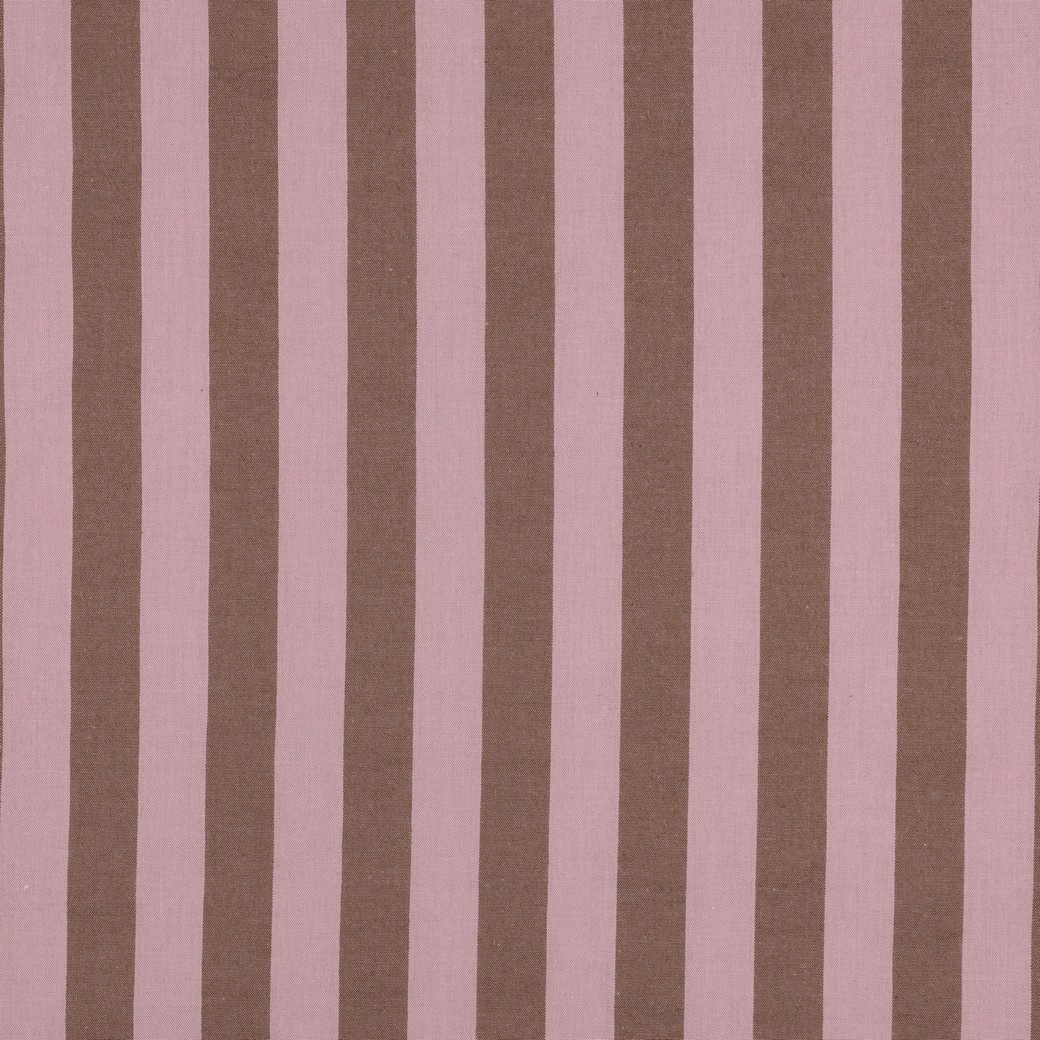Katoen Strepen Stof Lichtroze/Bruin – Garengeverfd