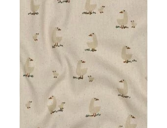 Rib Jersey Stof Organic Eenden – Naturel