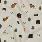 Organic Katoen Poplin Boerderijdieren Naturel – Zacht & Ademend
