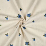 Hydrofiel Stof Embroidery Fruit Naturel – Zacht & Ademend