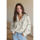 Hydrofiel Stof Embroidery Fruit Naturel – Zacht & Ademend