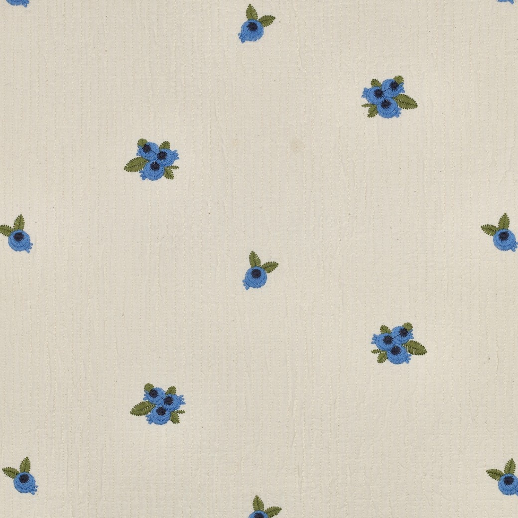 Hydrofiel Stof Embroidery Fruit Naturel – Zacht & Ademend