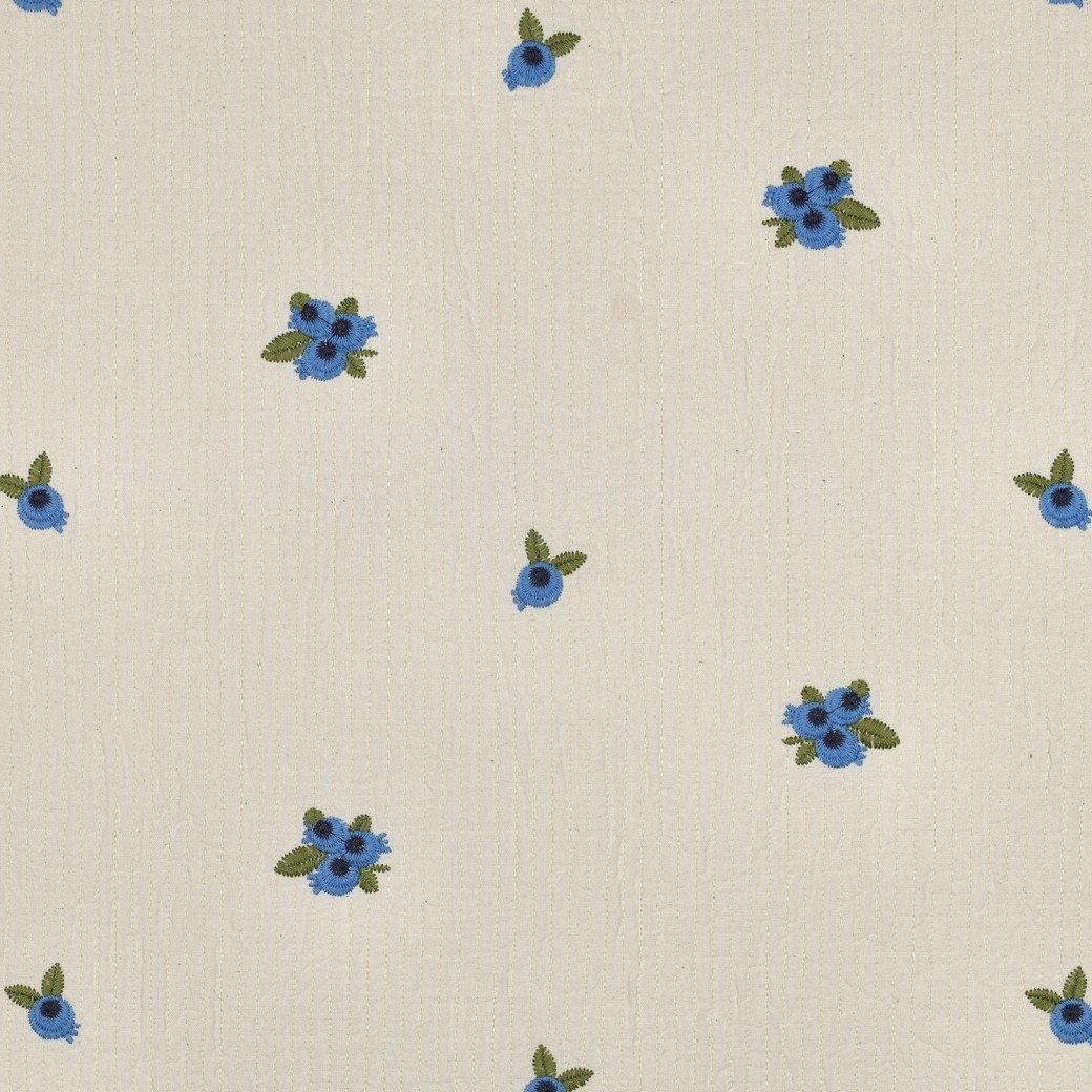 Hydrofiel Stof Embroidery Fruit Naturel – Zacht & Ademend