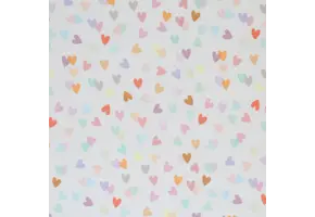 Poplin Katoen Digitale Print - Veelkleurige Hartjes