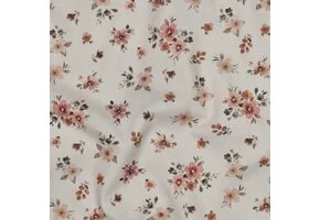 Poplin Katoen Digitale Print – Bloemen – Perzik